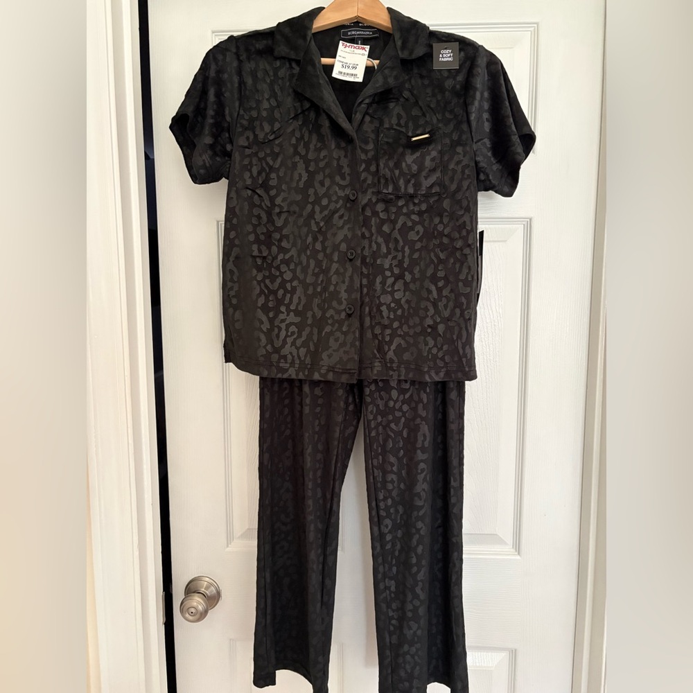 Velvet Black Leopard Pajama Set